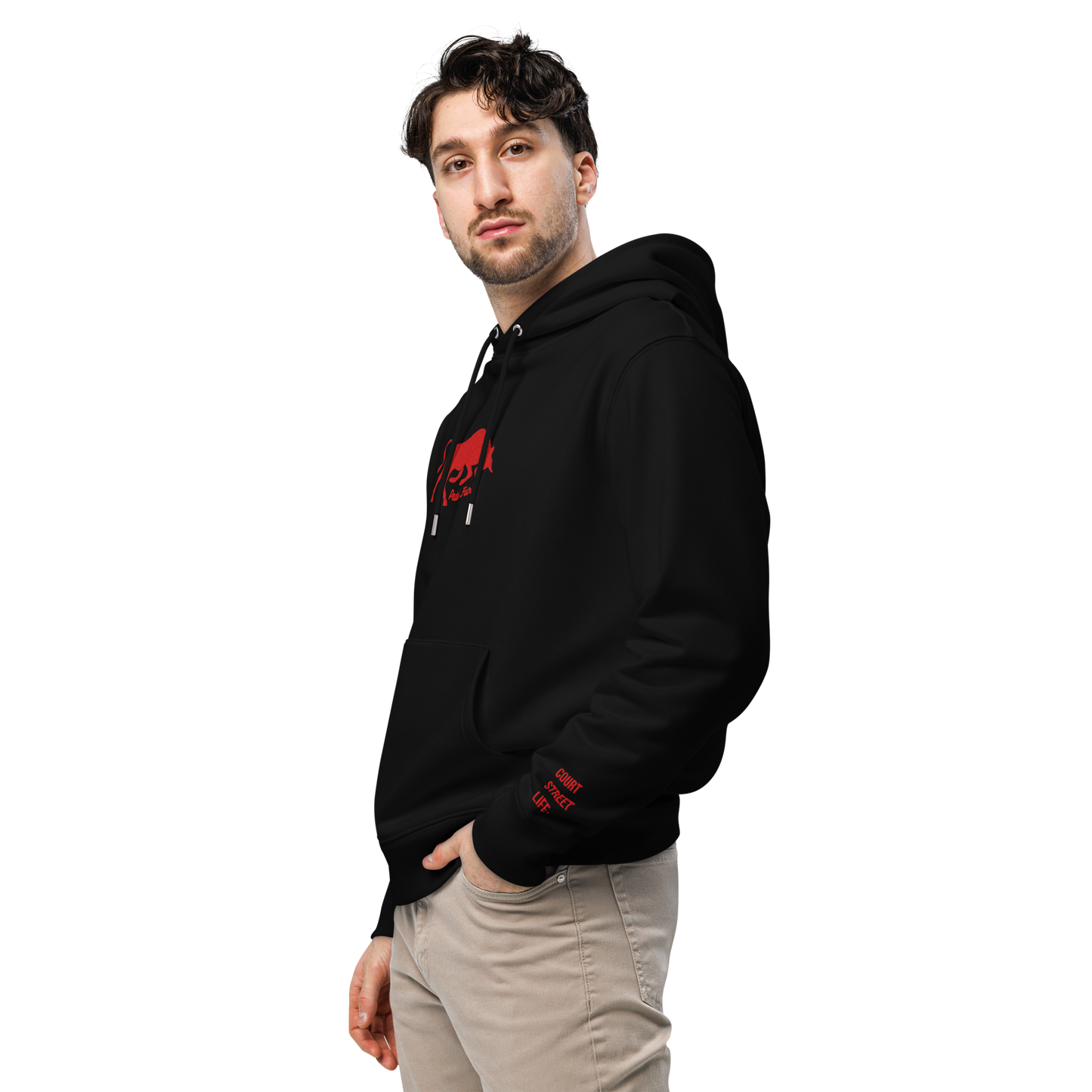 Hoodie 100% organic cotton unisex Furia red